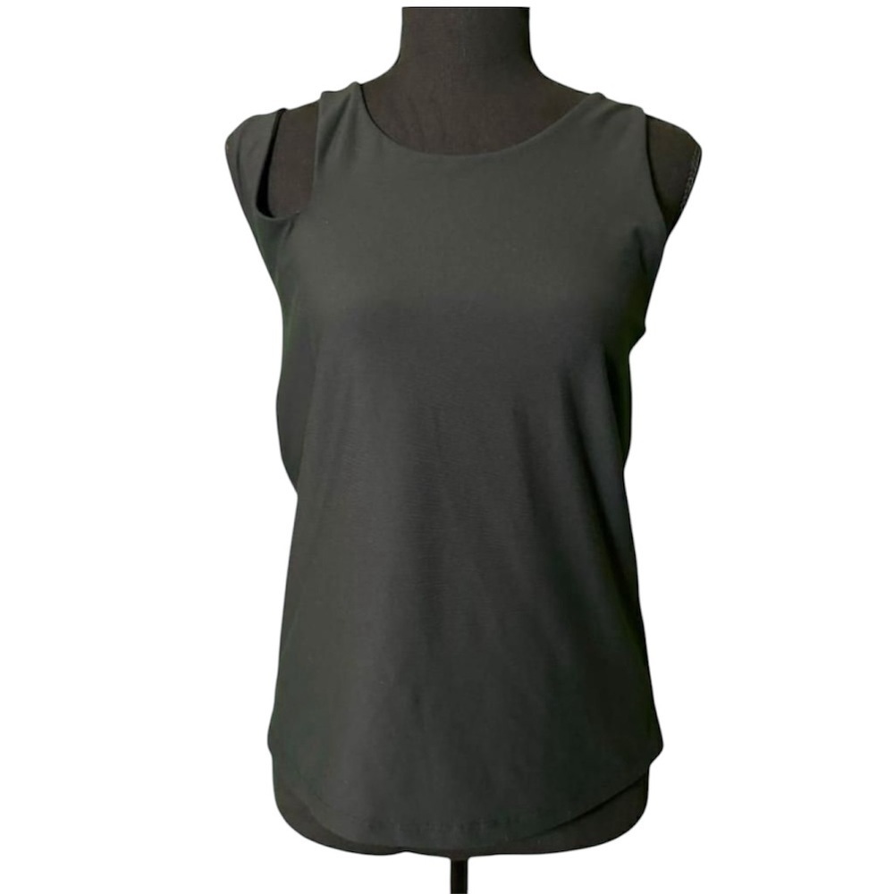 BECCO womens black cutout shoulder tank with built in sports bra